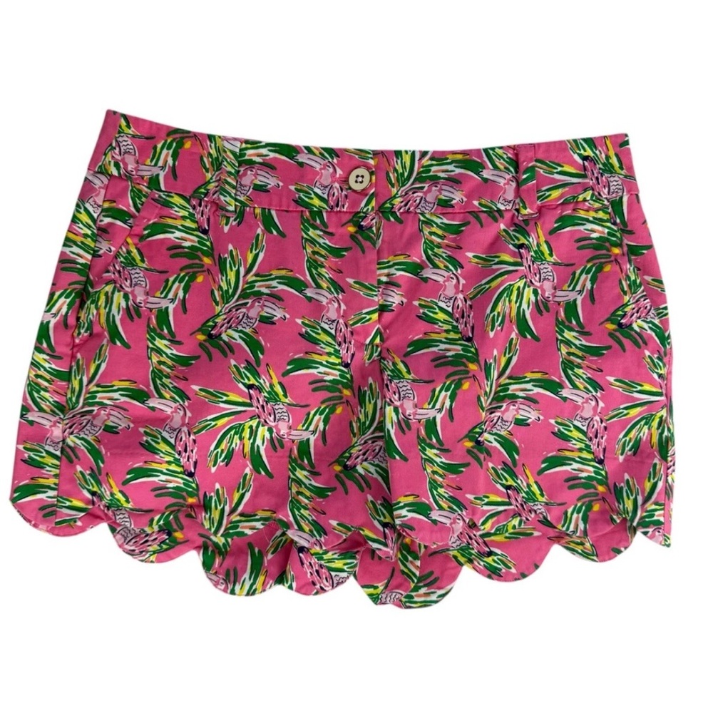 Stunning Hot Pink Tropical Crown & Ivy Shelby Scalloped Hem Shorts Size 16 NWT